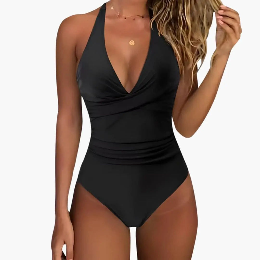 Women's One-Piece Swimsuit – Halter Neck & High-Cut Leg