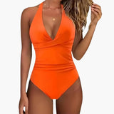 Women's One-Piece Swimsuit – Halter Neck & High-Cut Leg