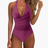 Women's One-Piece Swimsuit – Halter Neck & High-Cut Leg