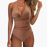 Women's One-Piece Swimsuit – Halter Neck & High-Cut Leg