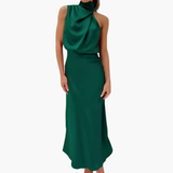 Women's Maxi Dress – High Neck, Sleeveless & Draped Detail
