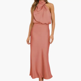 Women's Maxi Dress – High Neck, Sleeveless & Draped Detail