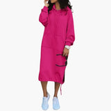 Women's Hoodie Dress – Kangaroo Pocket, Drawstring Hem & Long Sleeves