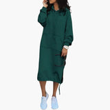 Women's Hoodie Dress – Kangaroo Pocket, Drawstring Hem & Long Sleeves