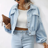 Women's Jacket Cropped Casual Button Front Coat