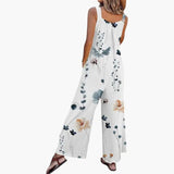 Women's Wide-Leg Jumpsuit – Adjustable Straps, Square Neckline & Side Pockets