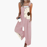 Women's Wide-Leg Jumpsuit – Adjustable Straps, Square Neckline & Side Pockets