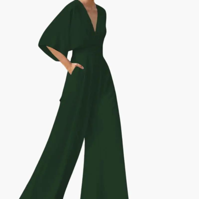 Women's Summer Jumpsuit – V-Neckline & Half Sleeves