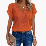 Women's T-Shirt – Crew Neck & Lace Shoulder Detail