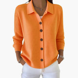Women's Cardigan – Lapel Collar, Button Closure & Textured Knit