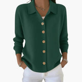 Women's Cardigan – Lapel Collar, Button Closure & Textured Knit