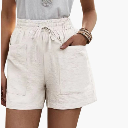 Women's Linen Shorts with Wide Legs and Side Pockets