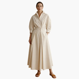 Women's Shirt Dress – Button Front, Defined Waist & Ankle Length