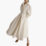 Women's Shirt Dress – Button Front, Defined Waist & Ankle Length