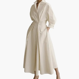 Women's Shirt Dress – Button Front, Defined Waist & Ankle Length