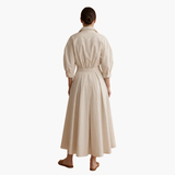 Women's Shirt Dress – Button Front, Defined Waist & Ankle Length
