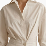 Women's Shirt Dress – Button Front, Defined Waist & Ankle Length