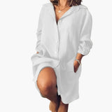 Women's Long Sleeve Dress – Round Neckline, Straight Hem & Short Length