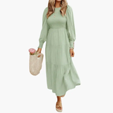 Midi Dress – Women's, Long Sleeve & Tiered Skirt