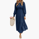 Midi Dress – Women's, Long Sleeve & Tiered Skirt