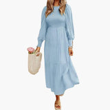 Midi Dress – Women's, Long Sleeve & Tiered Skirt