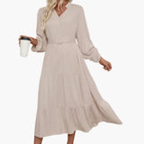 Midi Dress – Women's, Long Sleeve & Tiered Skirt
