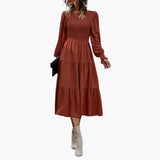 Midi Dress – Women's, Long Sleeve & Tiered Skirt