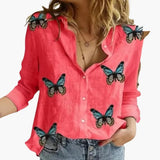 Women's Polka Dot Blouse – Long Sleeves, Button Front & Relaxed Fit