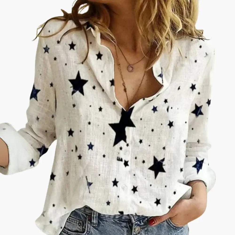 Women's Polka Dot Blouse – Long Sleeves, Button Front & Relaxed Fit