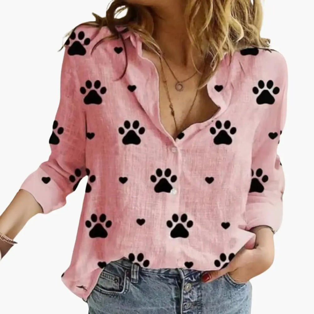 Women's Polka Dot Blouse – Long Sleeves, Button Front & Relaxed Fit