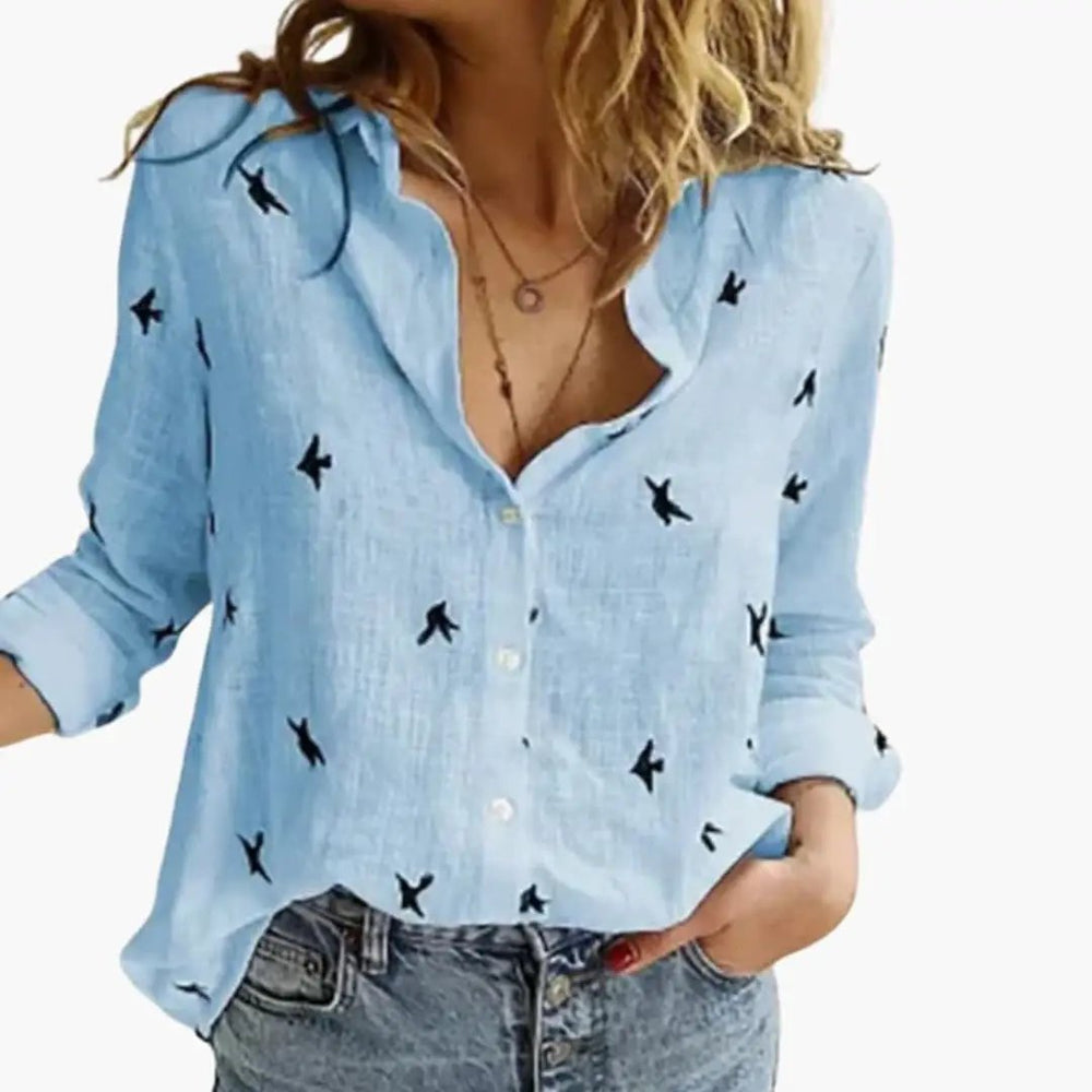 Women's Polka Dot Blouse – Long Sleeves, Button Front & Relaxed Fit