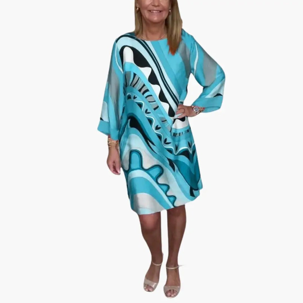 Women's Printed Dress – Long Sleeve & Loose Fit