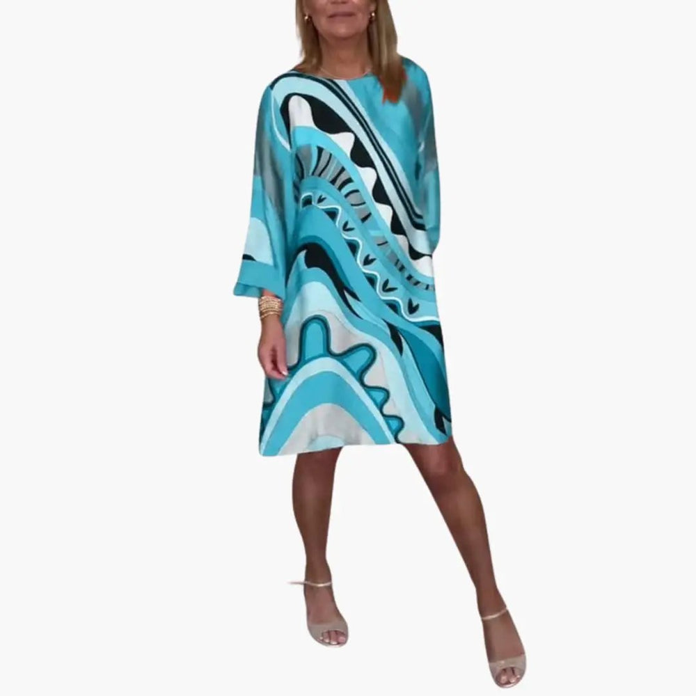 Women's Printed Dress – Long Sleeve & Loose Fit