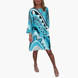 Women's Printed Dress – Long Sleeve & Loose Fit