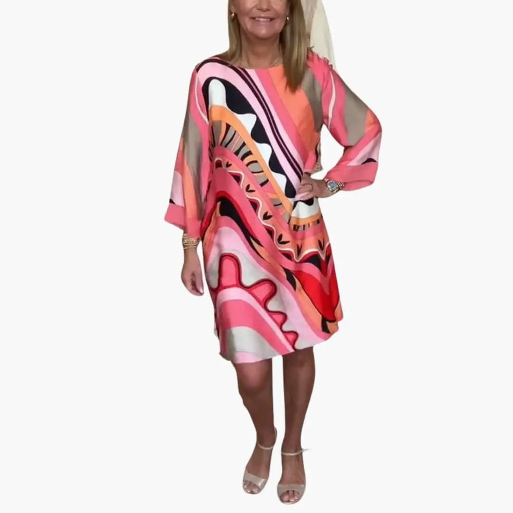 Women's Printed Dress – Long Sleeve & Loose Fit