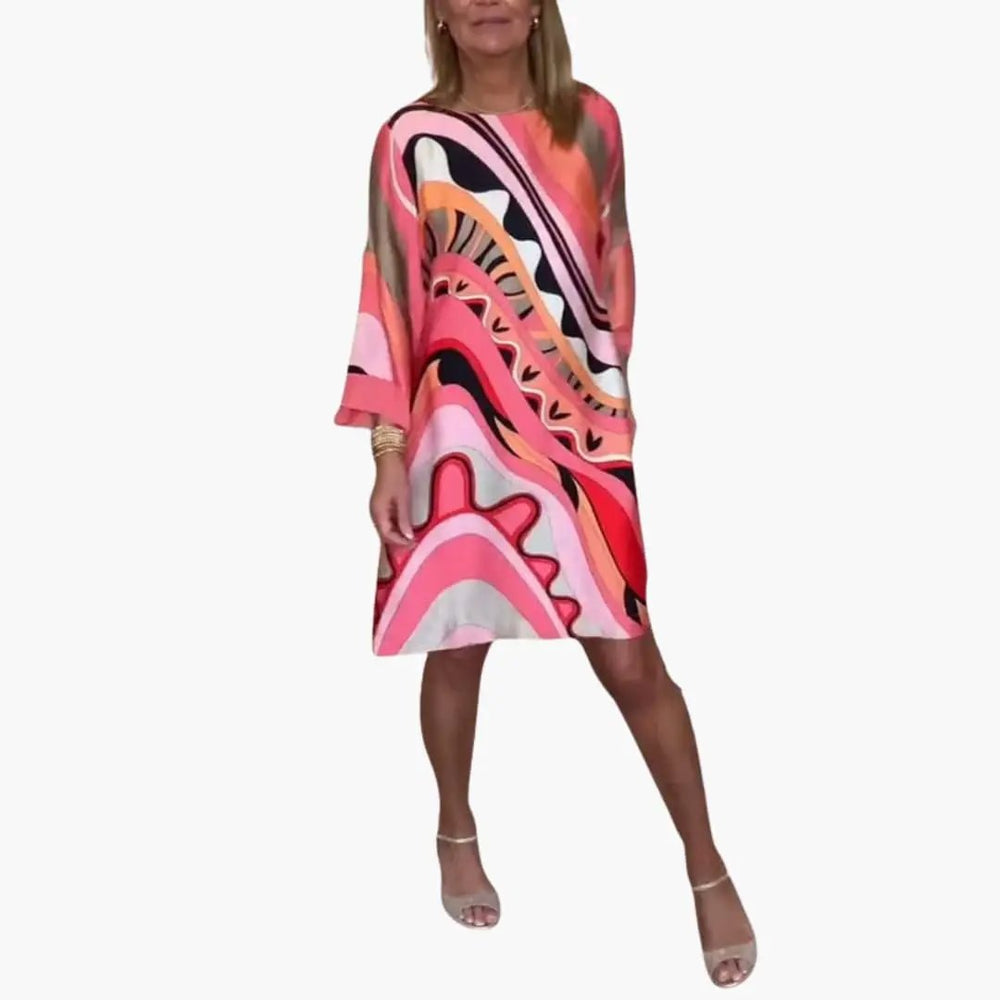 Women's Printed Dress – Long Sleeve & Loose Fit