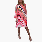 Women's Printed Dress – Long Sleeve & Loose Fit