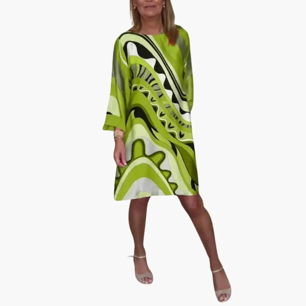 Women's Printed Dress – Long Sleeve & Loose Fit