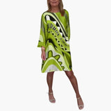 Women's Printed Dress – Long Sleeve & Loose Fit