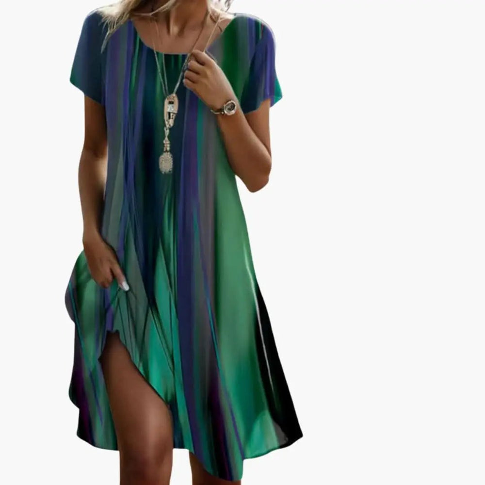 Women's Midi Dress – Floral Print, Loose Fit & Casual Style