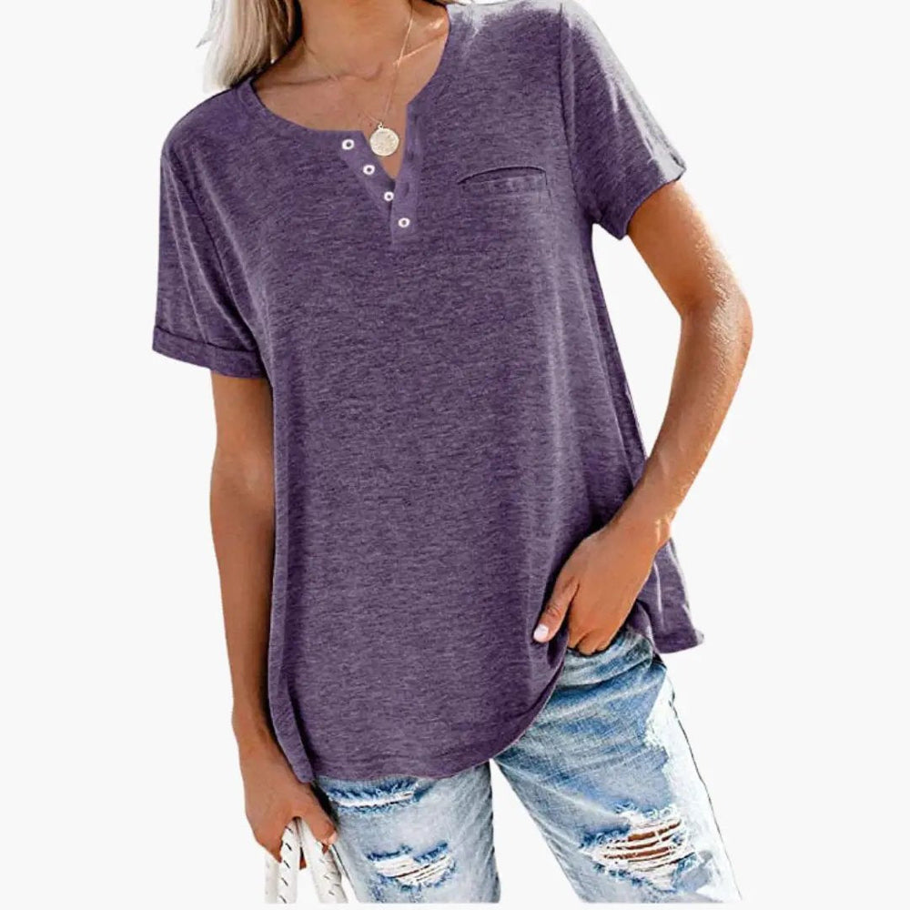 T-Shirt – Women's, Loose Fit & Button Detail