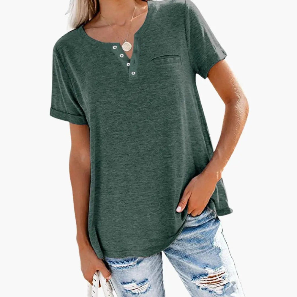 T-Shirt – Women's, Loose Fit & Button Detail