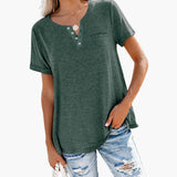 T-Shirt – Women's, Loose Fit & Button Detail