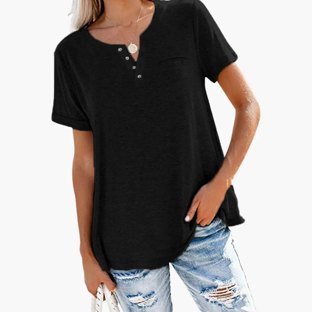 T-Shirt – Women's, Loose Fit & Button Detail