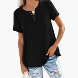 T-Shirt – Women's, Loose Fit & Button Detail