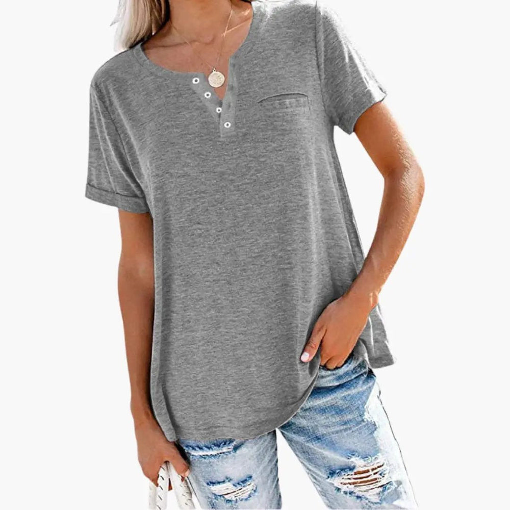 T-Shirt – Women's, Loose Fit & Button Detail