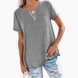 T-Shirt – Women's, Loose Fit & Button Detail