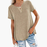 T-Shirt – Women's, Loose Fit & Button Detail