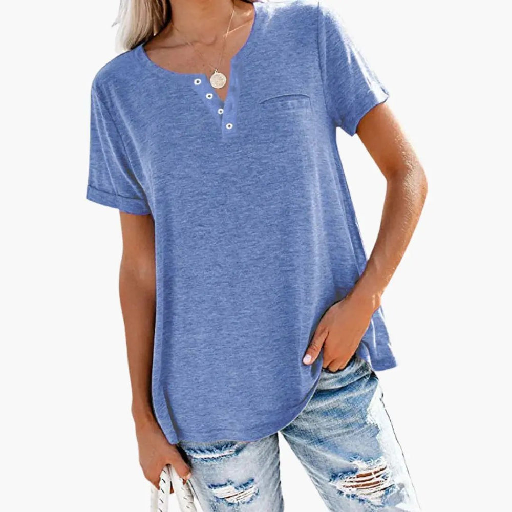 T-Shirt – Women's, Loose Fit & Button Detail