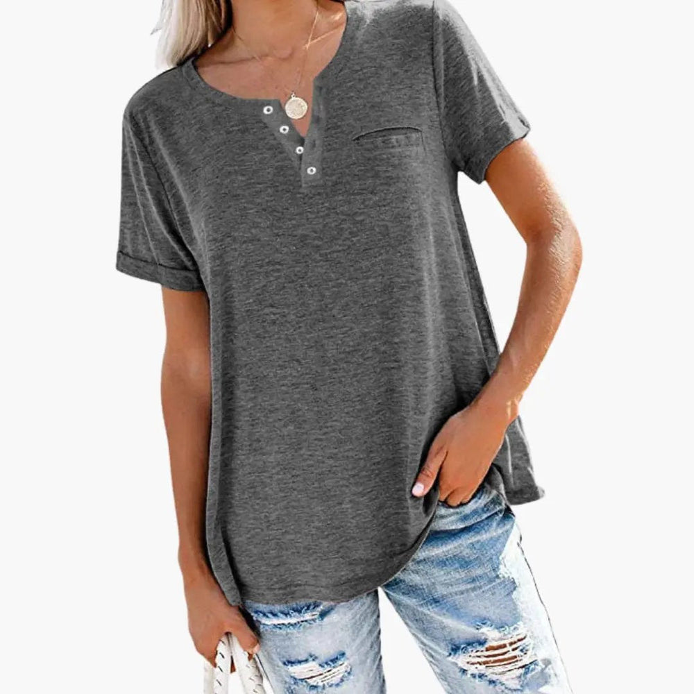 T-Shirt – Women's, Loose Fit & Button Detail